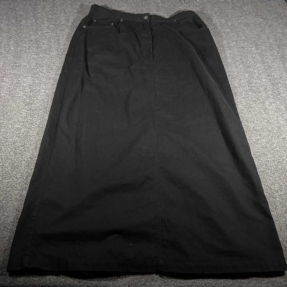 Marsh Landing Womens Skirt Sz 16W Black Midi Length Pencil Straight Cotton
